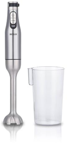 SOGO Potente mezclador de acero inoxidable con cuchillas de titanio, ligero y silencioso en uso, incluye 600ml taza medidora, 12 velocidades, 1200W