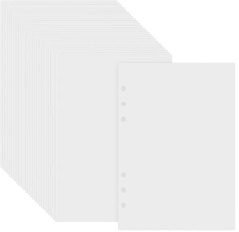 Ringbucheinlagen A5 Blanko 45 Blätter A5 Nachfüllbare Refill Paper 6 Lochung Ringbuch Ringbucheinlagen Nachfüllbare für Notizbuch Tagbuch (21x14,2 cm)