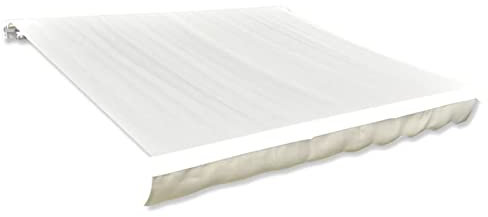 IKAYAA Tessuto di Ricambio per Tenda da Sole Telo di Ricambio per Tenda Parasole Retrattile per Balcone, Patio, Terrazzo, Esterno, Giardino-Crema-400 x 300 cm