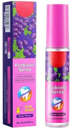 Mundspray, Mundspray mit Traubengeschmack, tragbarer, langanhaltender, frischer und kühler Munderfrischer, lindert Mundtrockenheit, frischen Atem und reguliert Halitosis für Erwachsene (20 ml/0.68 oz)