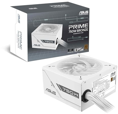 ASUS PRIME 750W BRONZE, Alimentatore Modulare per PC, Bianco | 750W di Potenza, PCle Gen 5.0, 80 Plus Bronze, Standard ATX 3.0, Ventola con Doppio Cuscinetto a Sfera