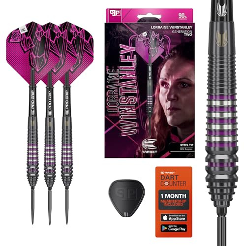 Target Darts Lorraine Winstanley G2 Steel Tip Dart Set, 24G | 90% Tungsten Darts, Black Swiss Point Tips with SP Tool Included, Pro Grip Shafts & No.2 Pro Ultra Dart Flights