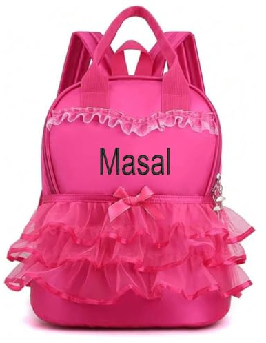 ECOVOYGGE Ballett-Rucksack für personalisierte Tasche, personalisiertes Geschenk für Kinder, Gymnastik, Tap-Tanz, Jazz, rose, M