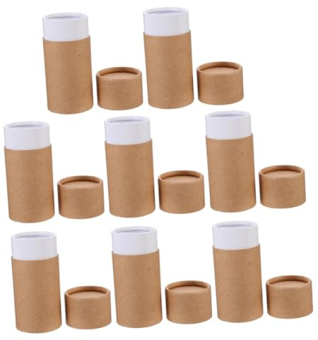 SAFIGLE 8 Stück Pappröhren aus Papier mit Verschlusskappen 50 Ml Aufbewahrungsröhrchen für Ätherische Öle Kleine Bastelbox Runde Verpackung für Geschenk und Handwerk Braun
