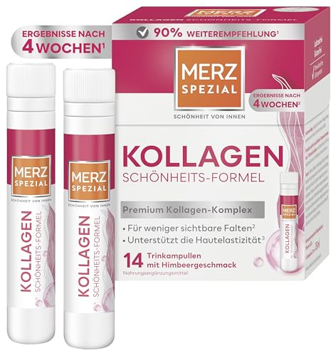Merz Spezial Kollagen Schönheits-Formel, Trinkampullen, 14 Stück | Für straffere & glattere Haut, unterstützt Kollagenbildung, Hautelastizität & Faltenreduktion