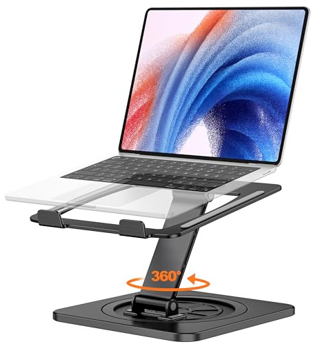 EOIWUY Supporto PC Portatile, [360° Base Girevole] Porta Laptop Stand | Alluminio Regolabile, Ergonomico & Pieghevole, Supporto Notebook Scrivania B20 Compatibile con MacBook Pro/Air, HP (10-16)