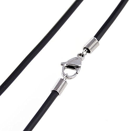 DonDon Kautschuk Halskette mit Edelstahl Karabiner Verschluss Länge 50 cm - Dicke: 3 mm