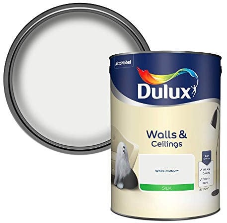 Dulux Silk Emulsion Paint For Walls And Ceilings - White Cotton 5 Litres