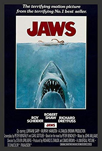 buyartforless IF MOV1001 18x12 1,25 Black Plexi IF MOV1001 18x12 1,25 Black Plexi Gerahmtes Filmposter Jaws, 45,7 x 30,5 cm