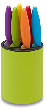 Ausonia 96427 - Ceppo con 6 coltelli colorati, colore: Verde
