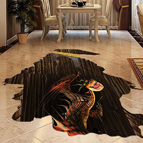 AUVS 3D Lebendige Tiere- Selbstklebende Abnehmbaren Durchbrechen Die Mauer Vinyl Wandsticker/Wandgemälde Kunst Aufkleber Dekorateur (8002E Floor Hell Dinosaurier(60 * 90cm))