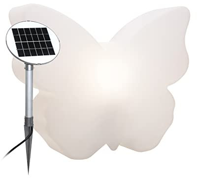 8 seasons design Shining Butterfly Solar LED Deko-Lampe Schmetterling 40cm (Weiß), inkl. Solarmodul und Leuchtmittel in warmweiß, Tischlampe, Kinderzimmerlampe, Outdoor & Indoor