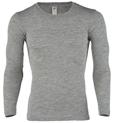 Engel Natur, Herren Shirt Langarm, Wolle & Seide, Hellgrau Melange, 46/48