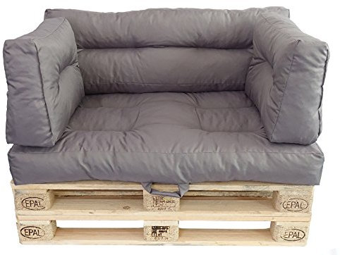 Prosanvita Palettenkissen Taupe, Moderne Paletten-Couchkissen für den Innen- und Außenbereich, abwaschbare Sitzkissen, Rückenkissen 2-teilig ca. 60 x 40 cm