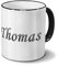 printplanet Tasse mit Namen Thomas - Motiv Chrom-Schriftzug - Namenstasse, Kaffeebecher, Mug, Becher, Kaffeetasse - Farbe Schwarz