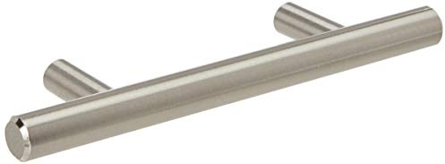 Flexzion 5 Pack Kitchen Cabinet Handles Silver Drawer Pulls 7 inch, 5 inch Hole Center, Solid Stainless Steel T Bar with Satin Brushed Nickel, Hardware for Kitchen Cupboard Door Bathroom Furniture