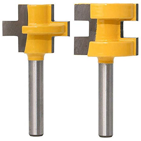 Gasea 2pcs 1/4 Shank Matched Tongue and Groove Router Bit Set Woodworking Tool Milling Cutter