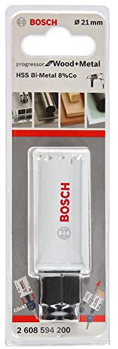 Bosch Professional Progressor for Wood and Metal Sierra de corona (para madera y metal, diámetro 21 mm, accesorios para taladro)