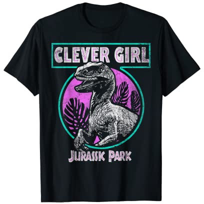 Jurassic Park Distressed Teal Raptor Clever Girl T-Shirt