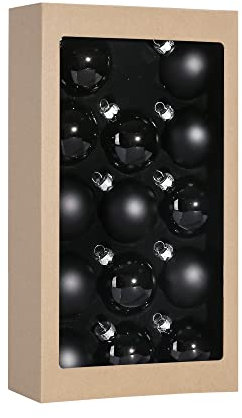 Suixing Glaskugeln in verschiedenen Farben, inklusive Schlaufen-Set, Festival, Zuhause, Party, Dekoration, Weihnachtsbaum, Anhänger, 14 Stück, 5,6 cm, Schwarz