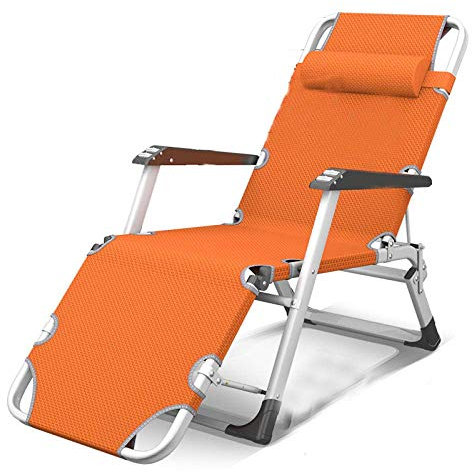 SLRMKK Klappbare Liege, Klappbarer Gartenstuhl Einstellbare Faltbare Sonnenliege Liegestühle für die Entspannung zu Hause Strandgarten Tragbarer Solider langlebiger Lounge-Sessel-Orange