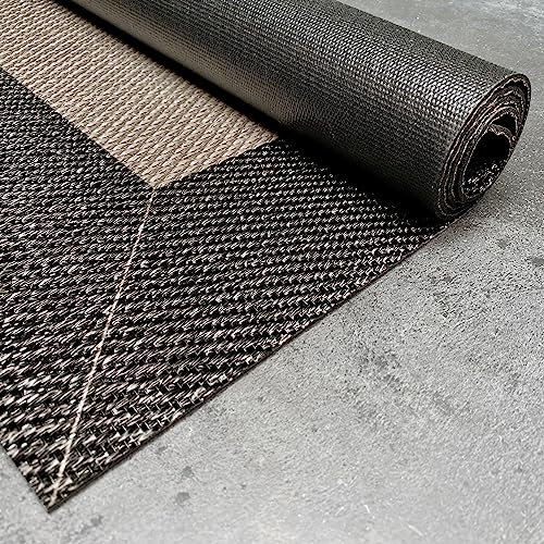 STORESDECO Alfombra vinilica de Tejido Trenzado Premium de Alta Gama Lavable Antideslizante Alfombras vinilicas Resistentes para Salon Cocina habitacion baño Pasillo Color Arena Negro 80x150 cm
