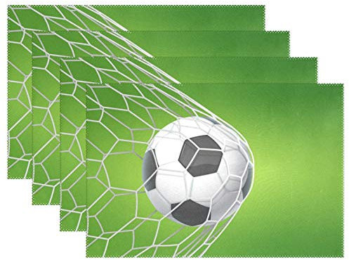 Platzset 4Er Set Cooler Fußball 3D Druck Platzdeckchen Für Küche Speisetisch Dekorationen Tischsets Abwaschbar rutschfest Abwaschbar Tischsets, Für Haushalt, Restaurant, 45X30Cm