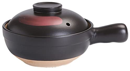 LIFKOME Stockpot Clay Cooking Pot Cookware Stovetop Chinese Style Traditional Cooking Casserole Style Rice Porridge Pot Clay with Single Handle Black L