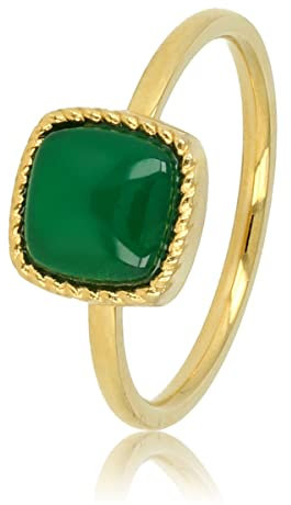 My Bendel - Kleiner Siegelring aus Gold mit grünem Achat-Edelstein