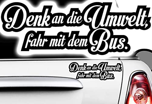 Produktbild 1x Autoaufkleber Denk an die Umwelt fahr mit dem Bus 20 x 7 cm