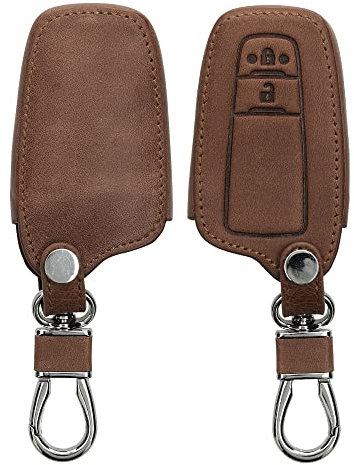 kwmobile Accessoire Clef de Voiture Compatible avec Toyota 2-Bouton Smart Key - Coque de clé de Voiture en Simili Cuir - Brun foncé