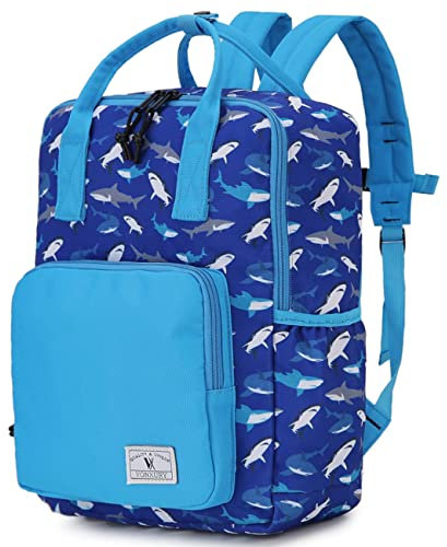 VX VONXURY Schulrucksack, Convertible Vorschule Kleinkind Jungen Bookbag Passt A4 Ordner (Blue Shark)