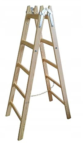 Scala per pittura in legno, a doppio gradino, scala in legno, 5 pioli, 2 x 5 cm