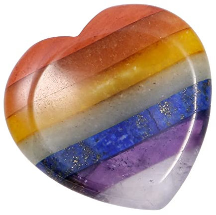 Nupuyai 7 Chakra Daumenstein Handschmeichler Herz Edelstein Massagestein Palmstein für Reiki Heilung