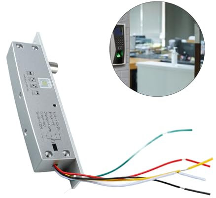 DC 12V 5 Lignes Serrure à Pêne électrique Pêne Dormant étroit Serrure de Porte à Pêne Dormant avec Affichage LED temporisé pour le Contrôle D'accès D'entrée (Verrouillage de mise hors tension)
