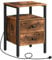 HOOBRO Bedside Table with Charging Station, Side Table with 2 Drawers, Wooden End Table with 2 USB Ports and 2 Sockets, Nightstand for Living Room, Bedroom, Rustic Brown and Black EBF43KBZ01G2