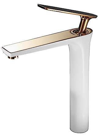 Robinet Salle De Bain,Robinet Lavabo Vasque à Poser,Mitigeur Lavabo Salle De Bain,Robinet Lave Main,Eau Chaude Et Froide Mixte Mitigeur En Cuivre Rehaussé,blanc-haut