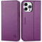 SHIELDON Wallet Case for iPhone 15 Pro Max, Genuine Leather Flip with [RFID Blocking][Kickstand] Magnetic Shockproof Folio Case with Card Holder Compatible with iPhone 15 Pro Max - Purple