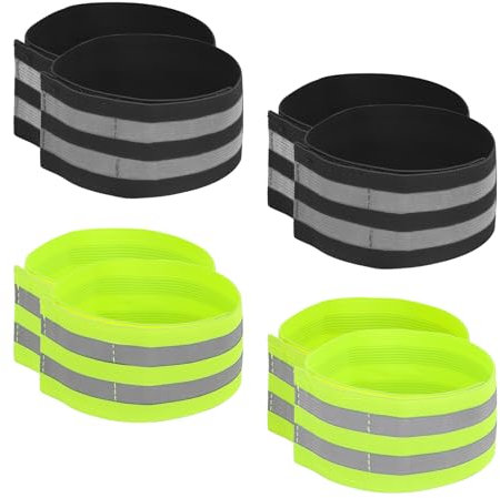 VMUTGA 8 Stück Reflektorbänder, Reflektierende Bänder Hosenklammer Fahrrad Reflektierende Sicherheits Armband Elastisch Reflektorband Leuchtband mit Klettverschluss für Outdoor Joggen Radfahren Laufen