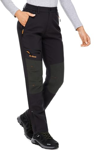mosingle Pantalon de randonnée imperméable pour femme, doublure en polaire pour la marche, la pêche en plein air, la pêche en plein air, pantalon d'hiver chaud, Noir , 32