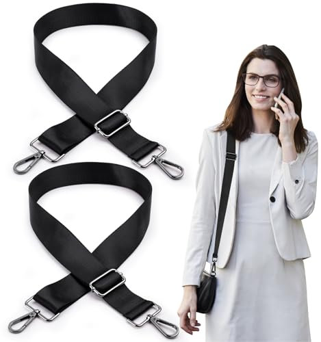 FIHODONE 2 Stück 1.5m Taschengurt Schulterriemen Schwarz,3.8cm Breit Schultergurt für Taschen,Taschengurte zum Wechseln DIY Zubehör, Handtaschen Gurt Riemen für Umhängetasche Einstellbar