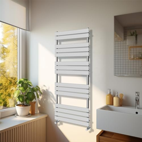 NRG Modern Bathroom 1600 x 600mm Flat Panel Heated Towel Rail Radiator Chrome for Living Room and Kitchen