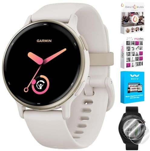 Garmin 010-02862-11 Vivoactive 5 Fitness Smartwatch, Ivory Bundle with Deco Essentials 2-Pack Screen Protector and Tech Smart USA Fitness & Wellness Suite