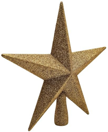 Bambelaa! Weihnachtsbaumspitze Christbaum Dekoration Weihnachten Ornament Glitzernd Stern Größe Ca. 18 cm Gold