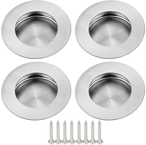 Hzyclzh 4 conchiglie per porte scorrevoli, maniglie rotonde, per porte scorrevoli, impugnatura rotonda, maniglia nascosta, in acciaio inox, per armadi, cassetti, attrezzate