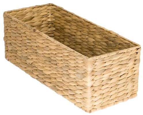 HMF panier de rangement salle de bain, panier tressé en jacinthe d'eau jonc de mer | 38 x 15 x 14 cm