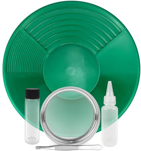 AFAIK Bacino per la Ricerca Dell'Oro Gold Pan Kit Classificatore d'oro Ricerca Oro Pans Setaccio Accessori per sabbia oro miniere lavaggio manuale oro panning attrezzature (Verde)