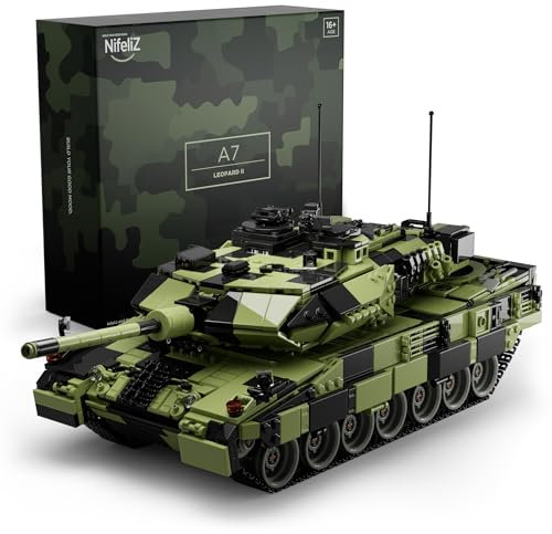 Nifeliz Leopard 2A7, Militär Panzer Bausteine Set, WW2 Panzer Armee Modell Bauspielzeug Geschenk für Erwachsene Männer (2069 Teile)