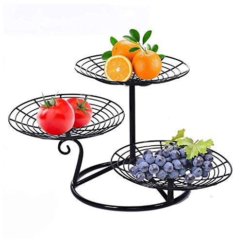 OUTPFTS Cesta de Frutas de 3 Niveles de Metal para encimera, fruteros, Soporte de Frutas Desmontable, cestas de Almacenamiento de Cocina, Soporte para Frutas, panes, Verduras, Aperitivos