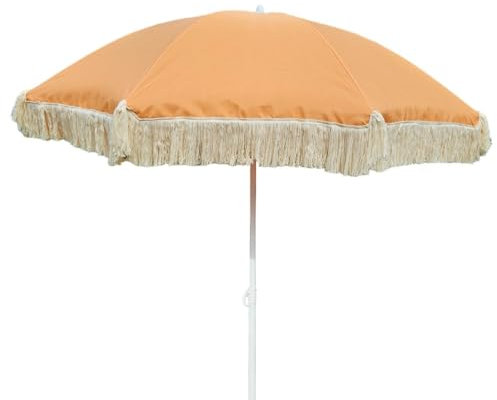 Meinposten Sonnenschirm ORANGE Strandschirm Schirm UV Schutz mit Tasche Fransen knickbar Ø 150 cm